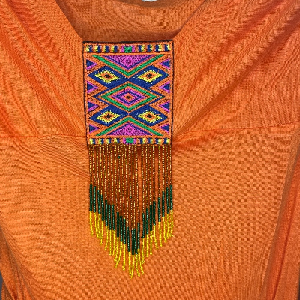 NWT Eunishop Orange Beaded Tank Top - Size M